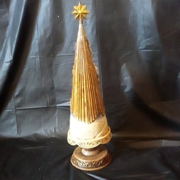 Monastery icons Nativity Christmas tree carved stone resin 20\